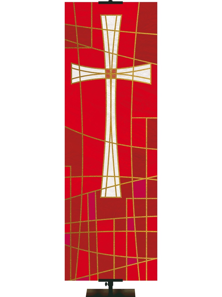 Custom Banner Luminescence Stained Glass Cross Symbol