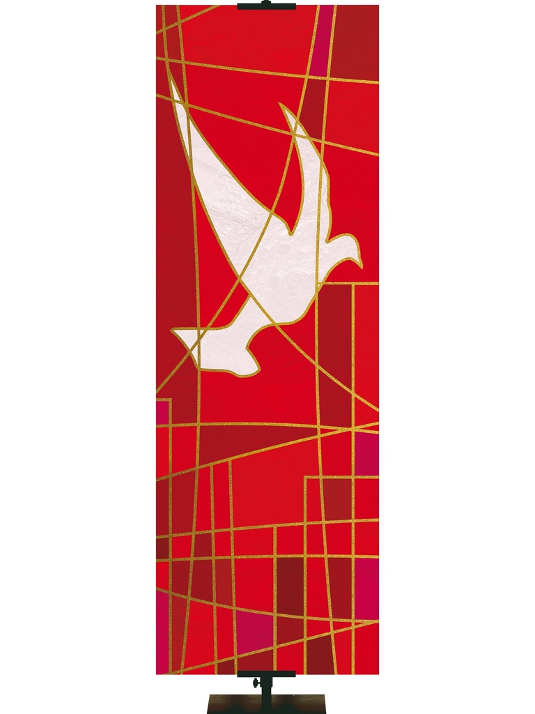 Custom Banner Luminescence Stained Glass Dove Symbol