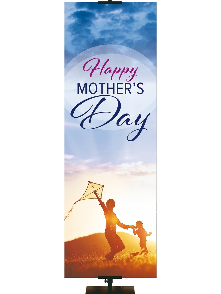 Happy Mother's Day Mother and Child Run With Kite