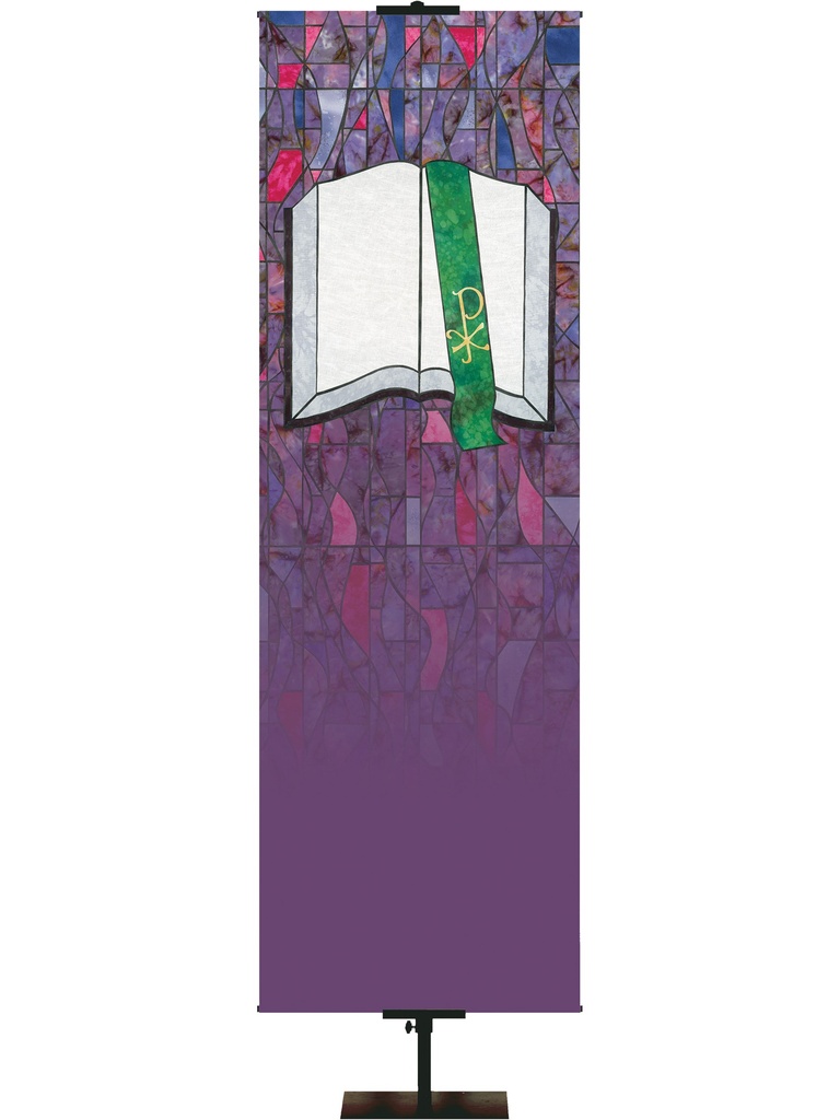 Custom Banner Stained Glass Symbols of Faith  Bible