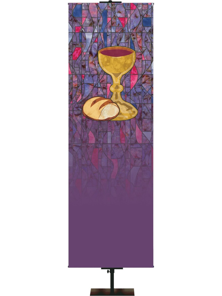 Custom Banner Stained Glass Symbols of Faith  Communion