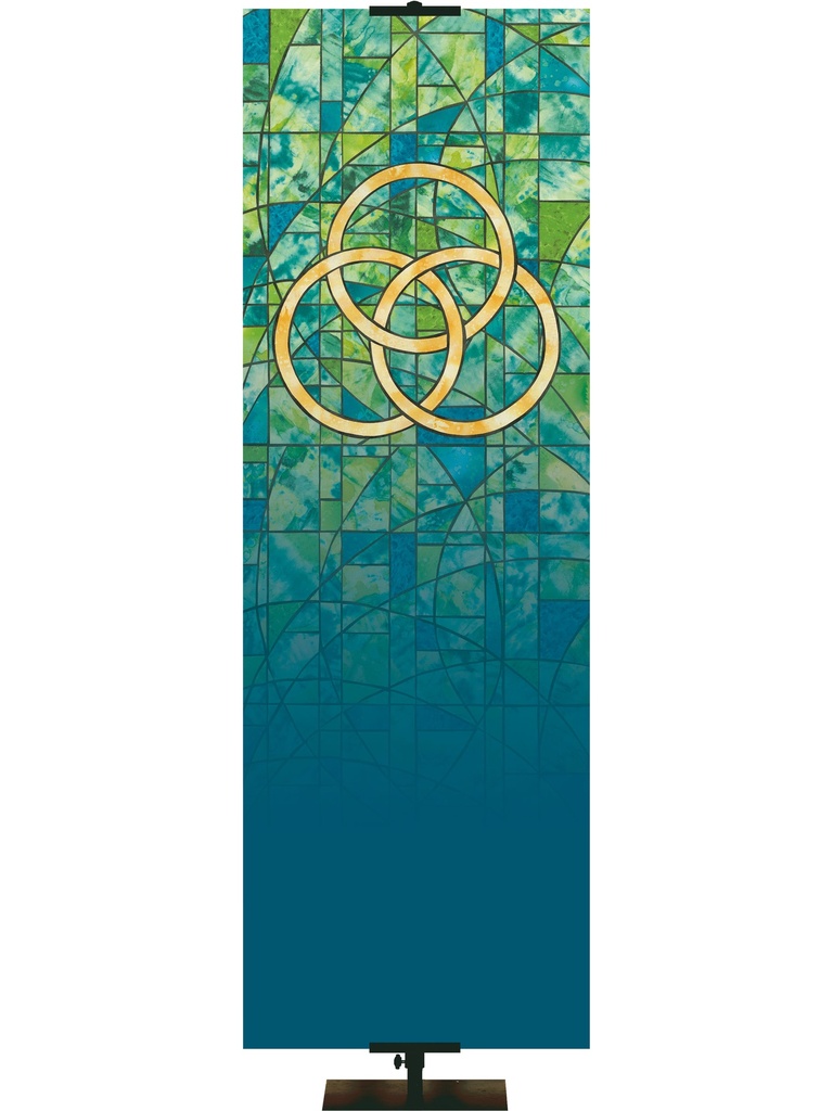 Custom Banner Stained Glass Symbols of Faith  Trinity