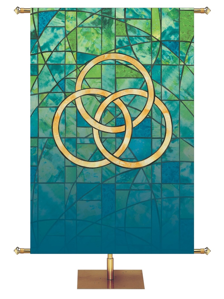 Custom Banner Stained Glass Symbols of Faith  Trinity