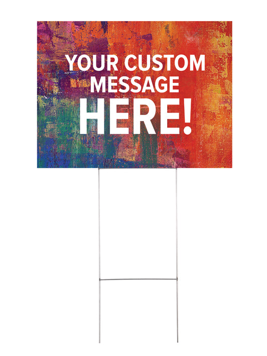 [CUS-BSF-Y10-CUT-CO2-NON] Custom Yard Signs - Brush Strokes of Faith Design - Set of 10