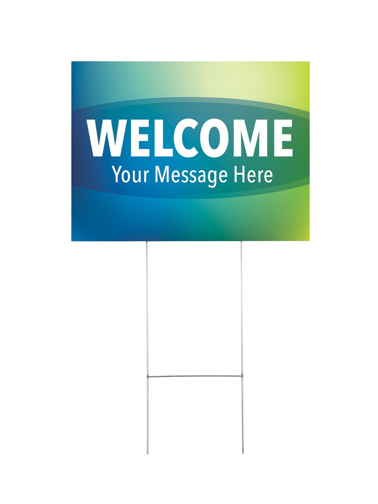 [CUS-YDS-GRD-Y10] Custom Yard Signs - Welcome Blue Abstract Design - Set of 10