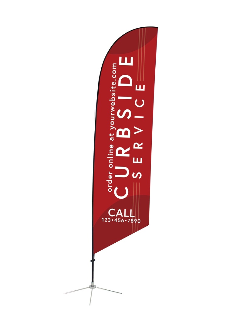 [CUS-RST-01-ANG] Take Out & Delivery Angled Feather Flag - Custom 1 (Small 23 in x 78 in, Single Sided)