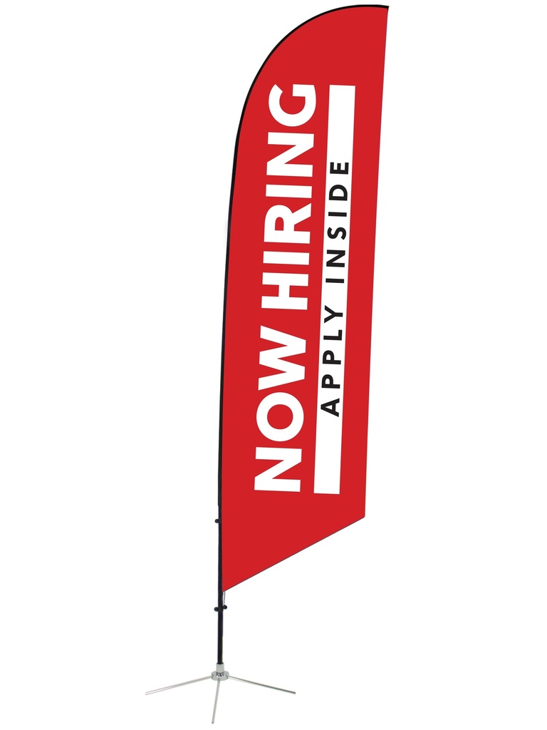 [NH1-01-ANG] Now Hiring Angled Feather Flag 1 (Small 23 in x 78 in, Single Sided)