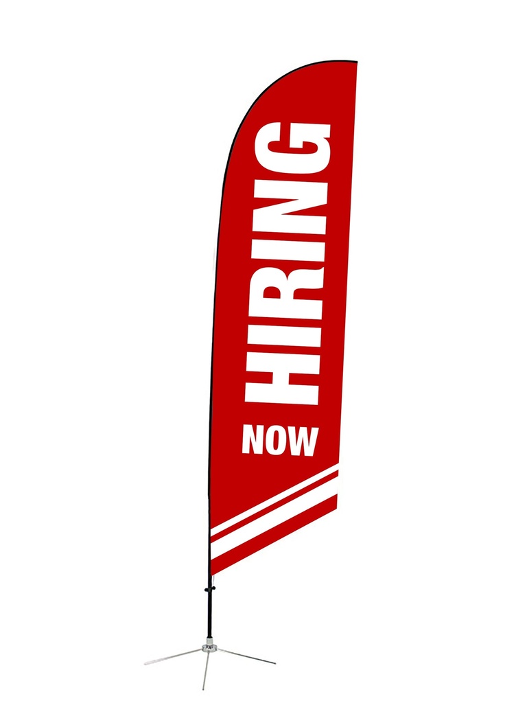 [NH4-01-ANG] Now Hiring Angled Feather Flag 4 (Small 23 in x 78 in, Single Sided)
