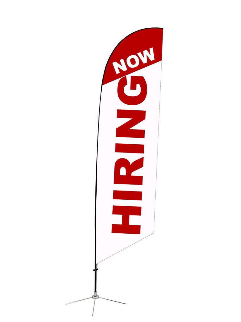 [NH5-01-ANG] Now Hiring Angled Feather Flag 5 (Small 23 in x 78 in, Single Sided)
