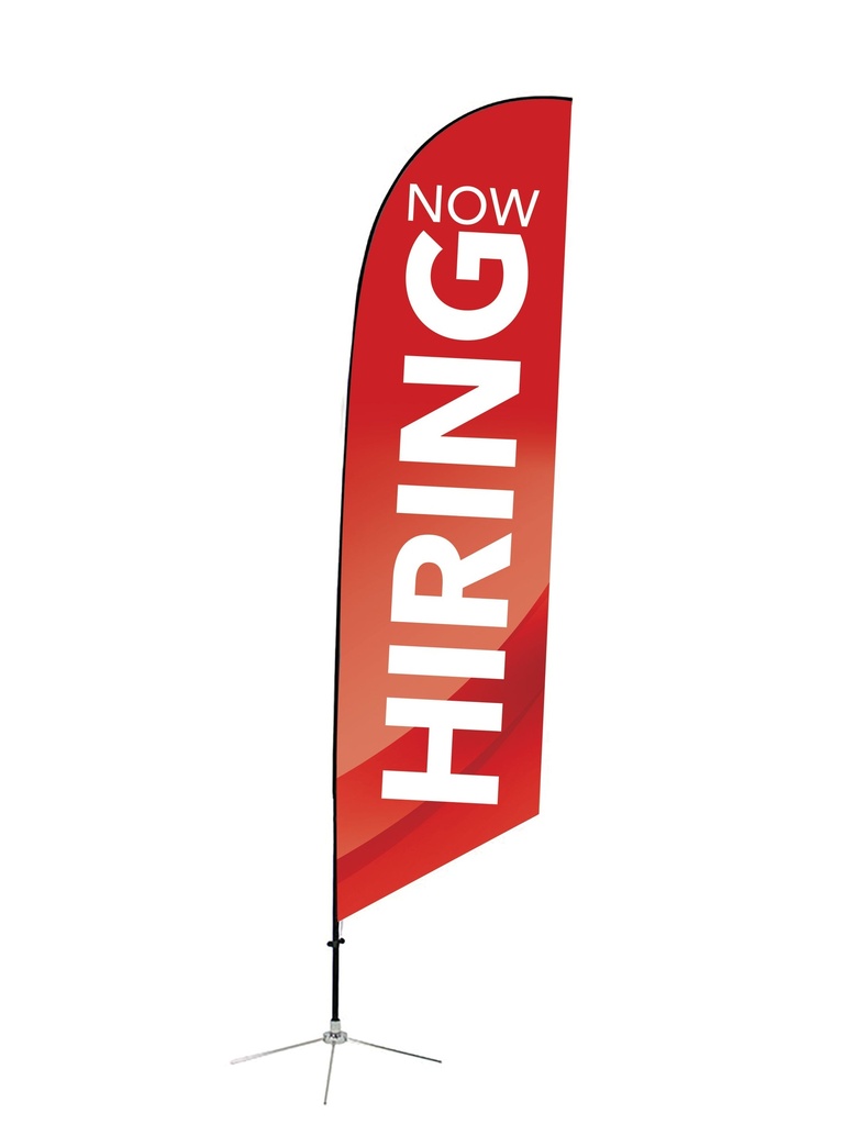 [NH3-01-ANG] Now Hiring Angled Feather Flag 3 (Small 23 in x 78 in, Single Sided)