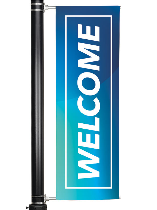 [OS-LTP-GRD-WLC-2X6-LP-V18-PUR] Overstock Light Pole Banner Welcome Multi-Color