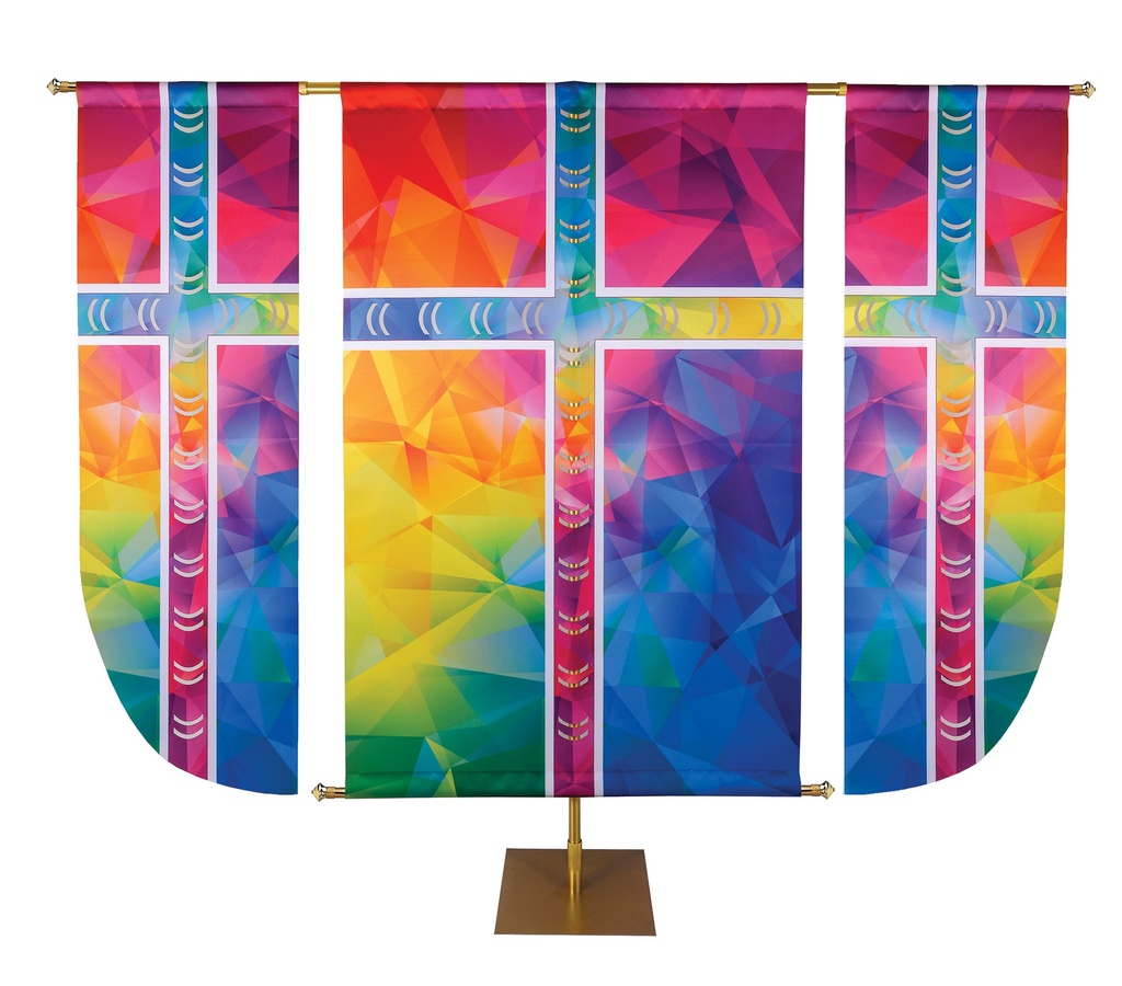 [HGC-CR-SET-5FT-PH-SAT-NON] Hues of Grace Precision Cut and Sculpted Banner Trio Set (Set: 18 in x 5 ft / 3 ft x 5 ft)