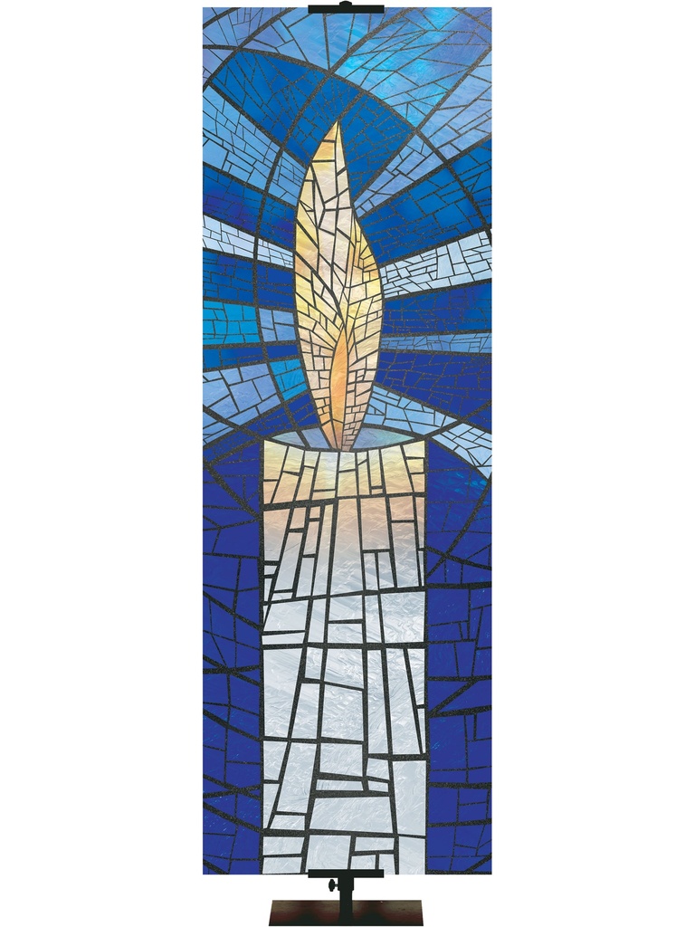 Custom Banner Stained Glass Advent Candle in Blue or Purple
