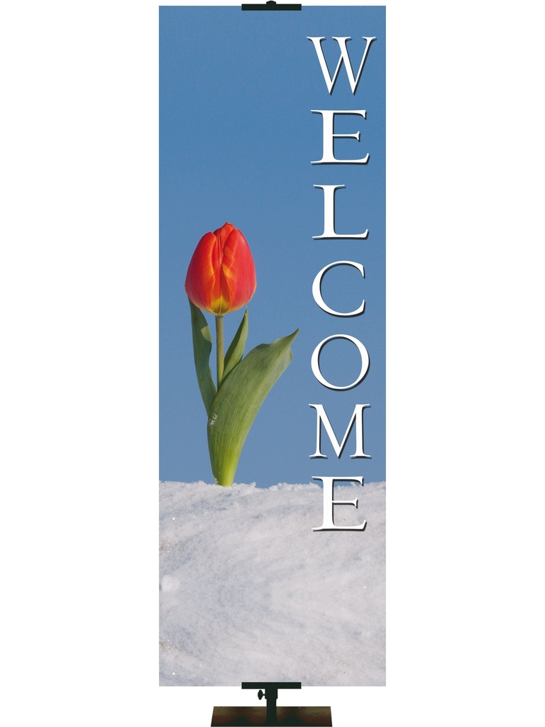 Custom Banner Welcome Tulip in Snow