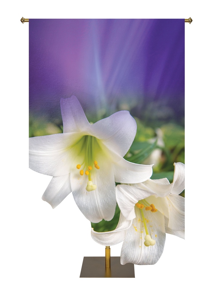 Custom Banner Contours of Easter He Who Believes Lily