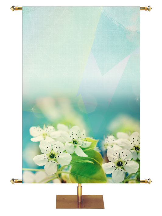 Custom Banner Impressions of Grace Snow White Flowers His Love Endures Forever