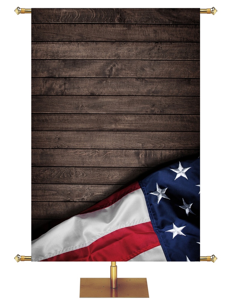 Custom Banner Patriotic In God We Trust Flag on Wood Planks