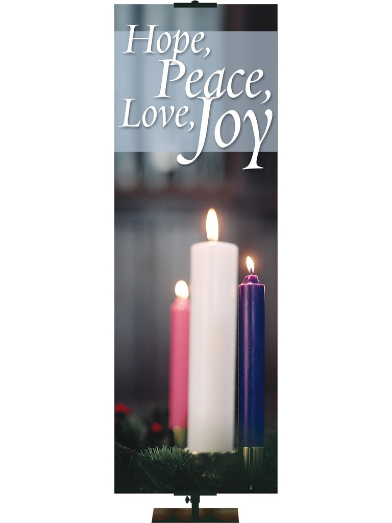 Advent Photo Candle Hope, Peace, Love, Joy