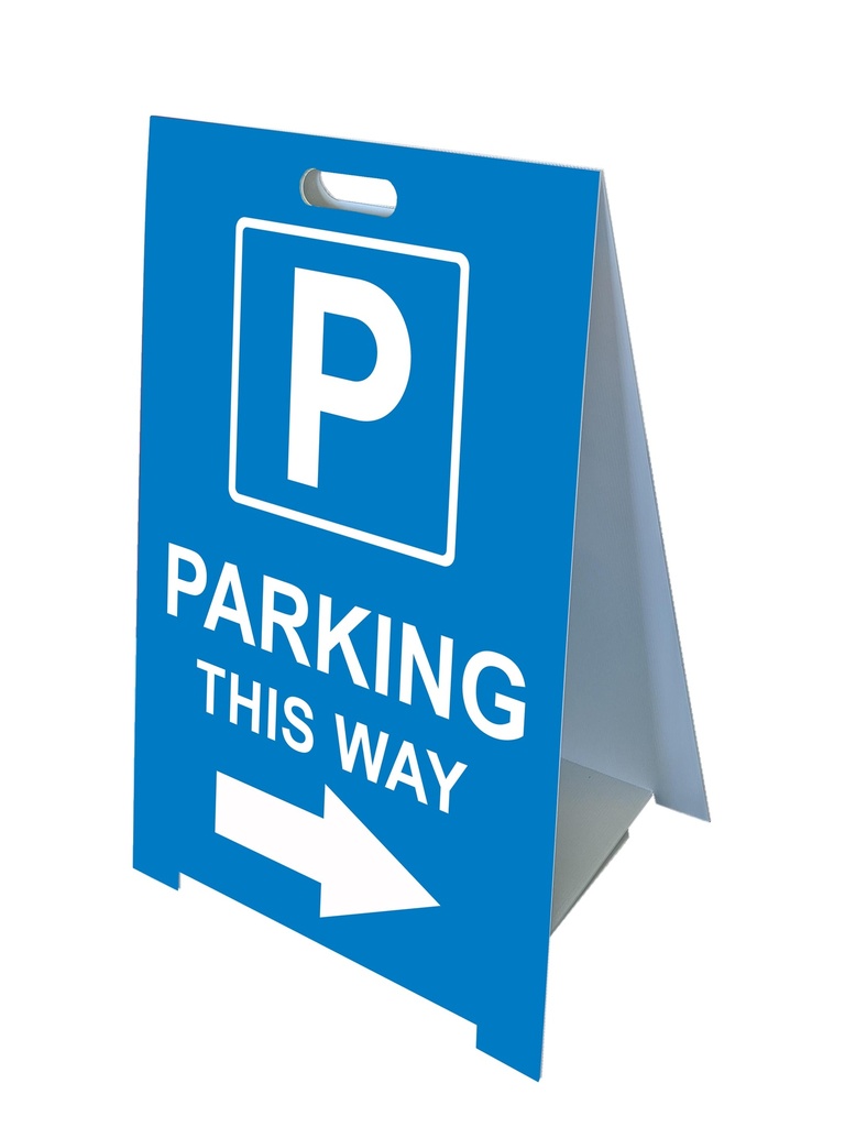[STK-FAF-BPK-CUT-CO1] Fold-A-Frame™  Blue Parking Directional Sign