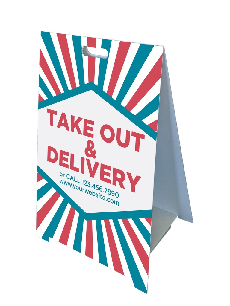 [CUS-TOD-FAF-CUT-CO1] Custom Fold-A-Frame®  Take Out and Delivery Sign