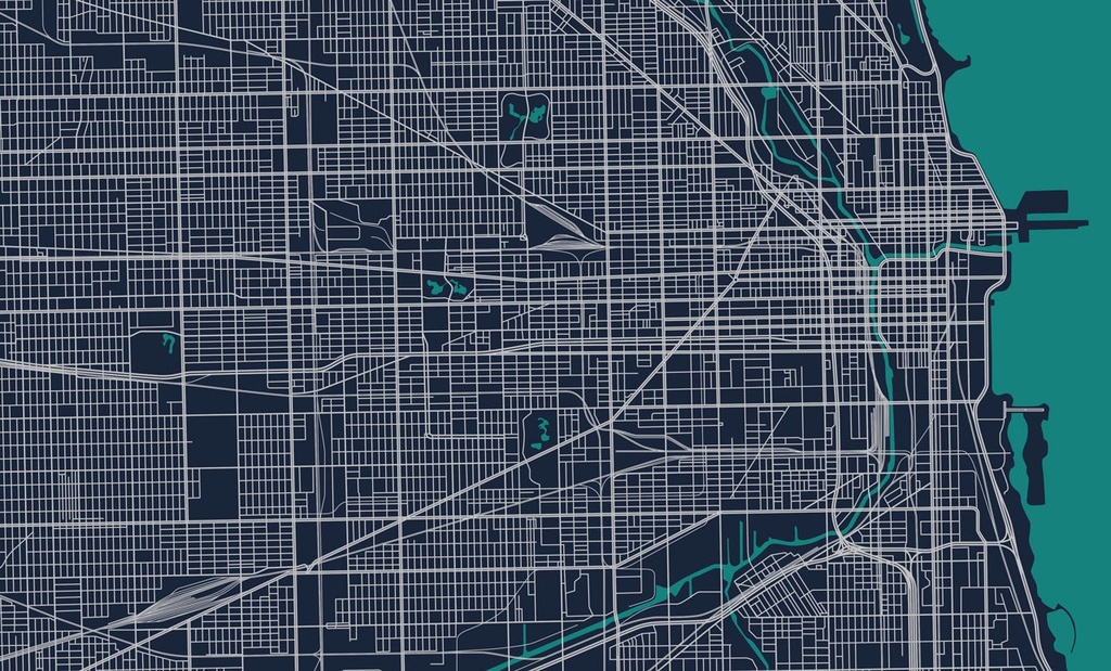 Chicagoland Map Vinyl Kitchen Rug