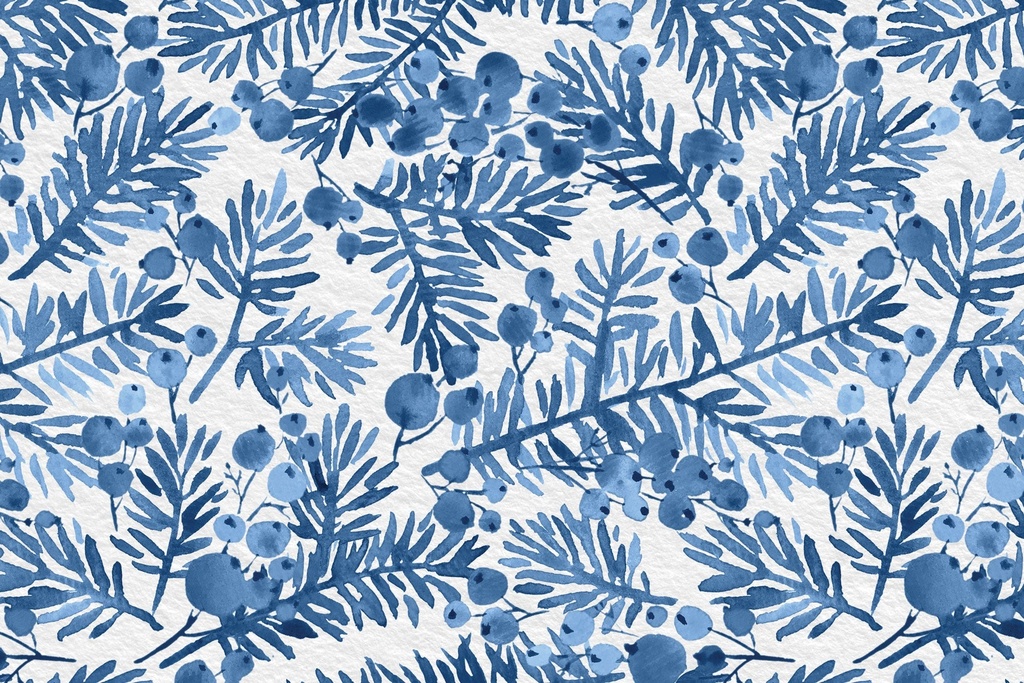 Berries and Branches in Blue Vinyl Placemats (set of 4)